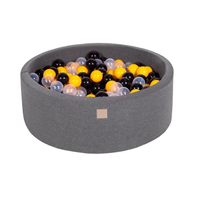 Afbeelding van Ronde Ballenbak set incl 200 ballen 90x30cm Donker Grijs Ballenbakje.nl Parel blauw Wit Oranje Zilver