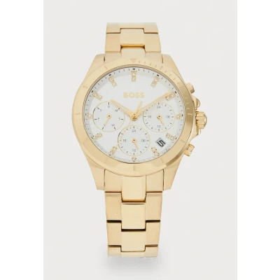 Afbeelding van BOSS Alley Unisex Horloge goldcoloured/white, Maat: One Size, Gold coloured/white