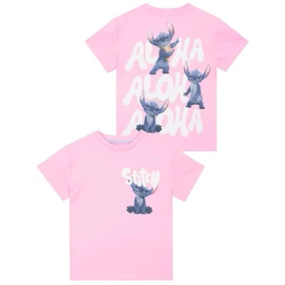 Afbeelding van Disney T shirt, shirt voor meisjes van katoen, Lilo en Stitch zomer meisjes, Roze, 7 8 jaar