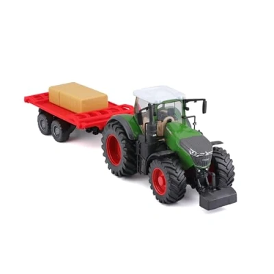 Afbeelding van Bburago B18 31674 Tractor FENDT 1050 Vario spuitgieten met functionele aanhanger, groen