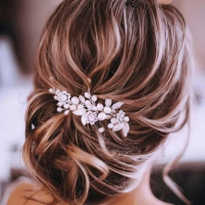 Image de Unicra Coiffe pour cheveux de mariée en cristal avec vignes, fleurs, feuilles, accessoires femmes et filles (argenté)
