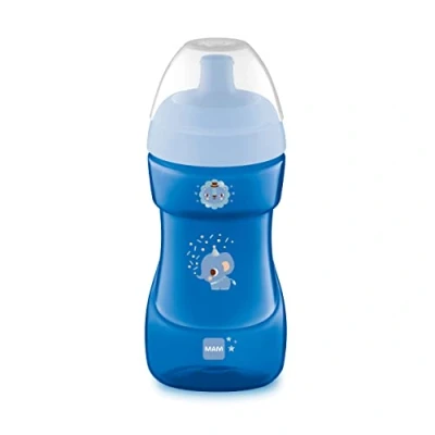 Afbeelding van MAM Sports Cup (330 ml), lekvrije babybeker met automatisch openend ventiel, kinderbeker antislip gripvlak, vanaf 12 maanden, olifantenmotief