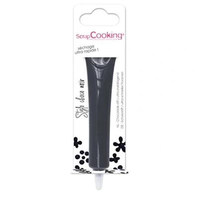Image de SCRAP COOKING Stylo Choco Noir Crayon Alimentaire Pâtisserie 25 g Décoratif Comestible Écrire &amp; Dessiner sur Desserts, Gâteaux Biscuits Anniversaire Halloween 6810