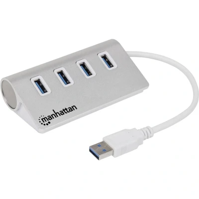Afbeelding van Manhattan 163767 USB 3.2 Gen 1 hub 4 poorten Met aluminium behuizing Wit