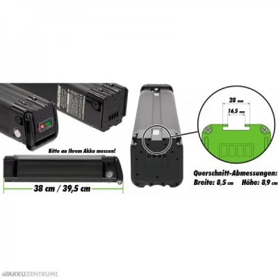 Afbeelding van E bike accu Maratron reserveaccu ZZ520 36V 10,4Ah (374Wh) met DC laadaansluiting voor TELEFUNKEN Multitalent, ZÜNDAPP Z510, Z517, Groen 2.7, Gro...