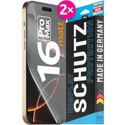 Afbeelding van se® Set van 2 matte displaybeschermfolie voor iPhone 16 Pro Max Mat Alternatief beschermglas