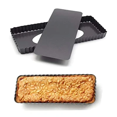 Afbeelding van rechthoekige taartvorm, vorm met afneembare bodem, taart anti aanbaklaag, koekjes, muffins, vierkant, 36,5 x 14,5 3 cm
