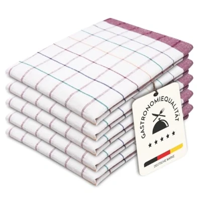 Afbeelding van ZOLLNER Set van 5 theedoeken, katoen, ca. 50 x 70 cm, 170 g/m², rood geruit