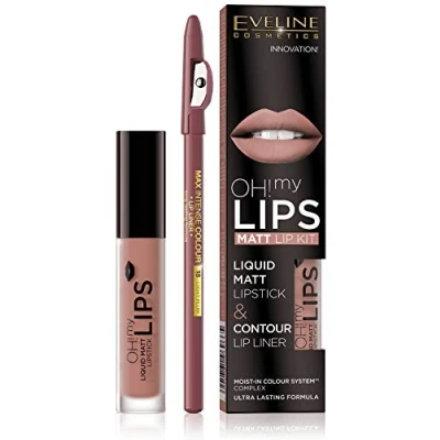 Afbeelding van Eveline Oh My Lips Liquid Matt Lipstick&amp;Contour Lip Liner Matte Lipstick &amp; Contour 4.5Ml+1Pcs. 08 Lovely Rose