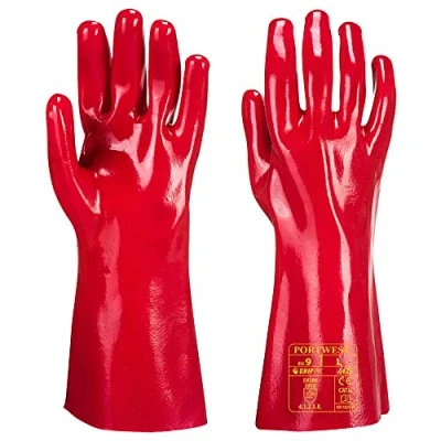 Afbeelding van Portwest A435RERXL PVC handschoen, 35 cm, rood