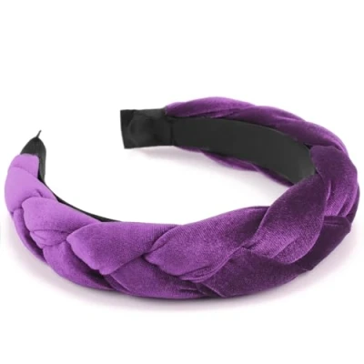 Afbeelding van DRESHOW gevlochten haarbanden voor vrouwen fluwelen haarring gekruiste elastische accessoires, 1 stuk haarhoepel: rood paars