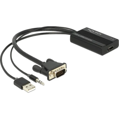Afbeelding van VGA naar HDMI omvormer Zwart Allteq