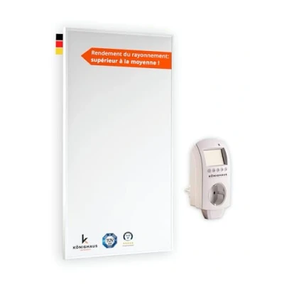 Afbeelding van Könighaus Infraroodverwarming 800 watt met ✓ dubbele beveiliging tegen oververhitting temperatuurradiator in 2 4 minuten voor wandmontage Themostat