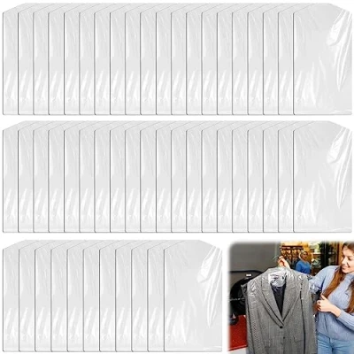 Afbeelding van 60 stuks transparante kledingzakken, stofbescherming, lang, voor pakken, jassen en overhemden, x 110 cm