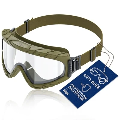 Afbeelding van Dräger X pect 4900 Anti condens en stofmaskerbril Voor bouwplaats, laboratorium, werkplaats Onbreekbare krasbestendige polycarbonaat oculair Olijf