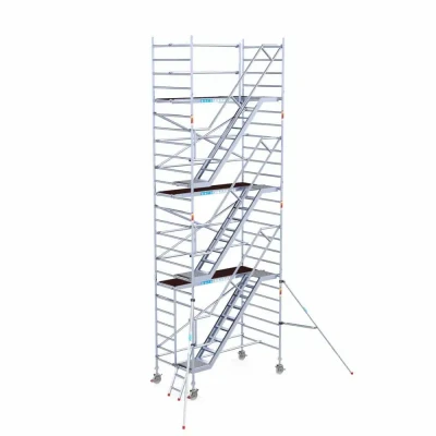 Afbeelding van Pro. alu trappentoren carbondeck 1.35x2.50x8.20m werkhoogte