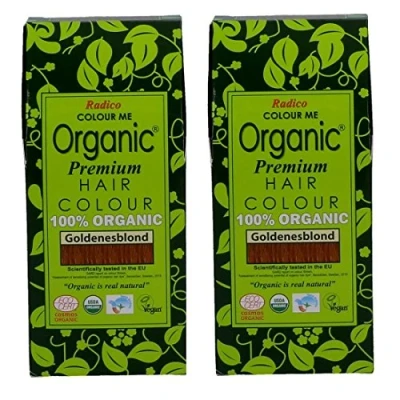 Afbeelding van Radico COLOUR ME ORGANIC Golden Brown / Goudbruin 100% Natuurlijke BIO 9 Kruiden Henna Haarverf Zonder Ammoniak PPD PTD met ECOCERT, HALAL, VEGAN 100g