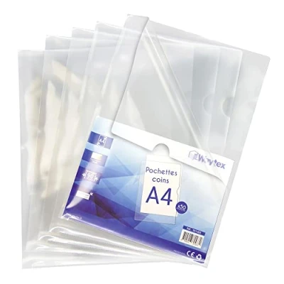 Afbeelding van Waytex 931309 Hoektas, transparant, A4, glad, 90 micron, 50 stuks