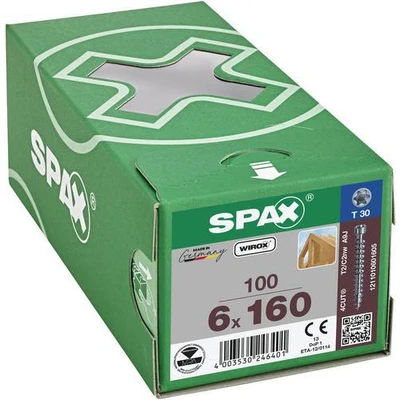 Afbeelding van SPAX IN.FORCE Schraube 6,0 x 160 mm 100 Stk. ( 1211010601605 ) Torx T STAR Plus T30 Vollgewinde Zylinderkopf WIROX 4CUT Bohrspitze