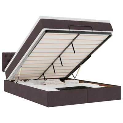 Afbeelding van vidaXL Ottoman bed met matras 140x200cm stof donkerbruin