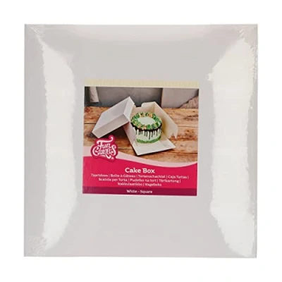 Afbeelding van FunCakes Taartdoos met Zwanenhals en Losse Deksel Vierkant Wit 30x30x15 cm 25 Stuks