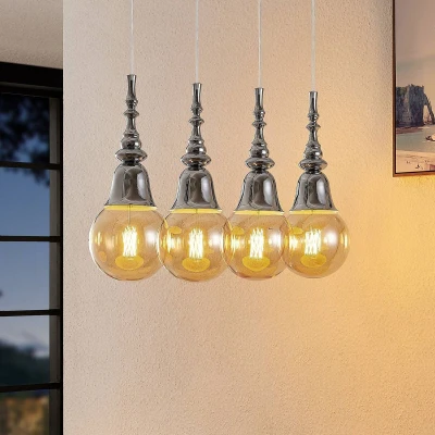 Afbeelding van Lucande hanglamp 4lichts ijzer E27 chroom