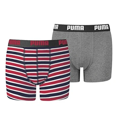 Image de PUMA Printed Stripe Basic Boxer Boys (2 Pack), Vêtements, Ribbon Rouge, 8