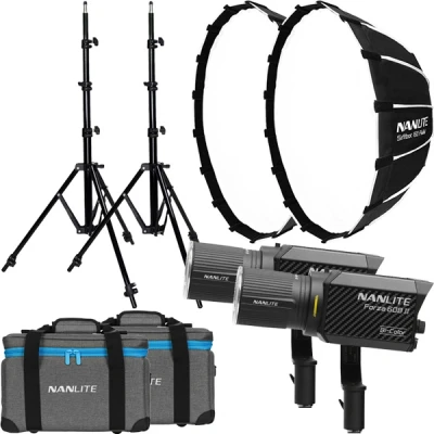 Afbeelding van Nanlite Forza 60B II Bi Colour LED Dual Kit (w/ Light Stand en softboxen)