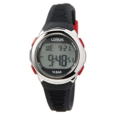 Afbeelding van Lorus Digitaal kwartshorloge voor kinderen, uniseks, met siliconen band, R2389NX9, zwart, bandjes, zwart., Riemen