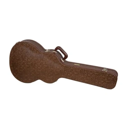 Afbeelding van Crossrock Designer Series CRW530SABQ houten etui voor 6 snarige semi holle elektrische gitaren stijl 335 veiligheidsslot metalen poten opbergruimte bruin bloem