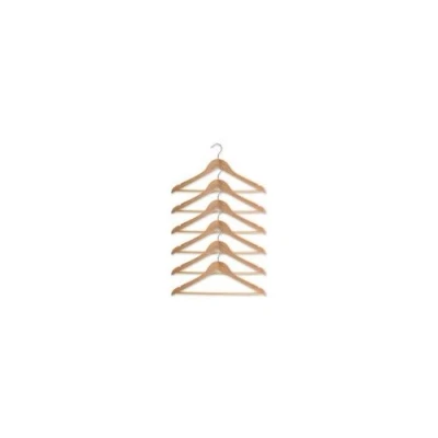 Image de M home lot de 6 cintres galbés en bois avec encoches et barre l 45 cm brut