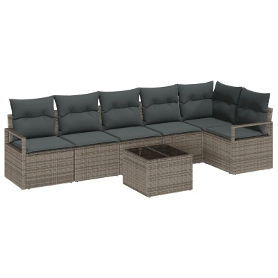 Afbeelding van vidaXL 6 delige Tuin Sofa Set met Kussens Zwart Poly Riet