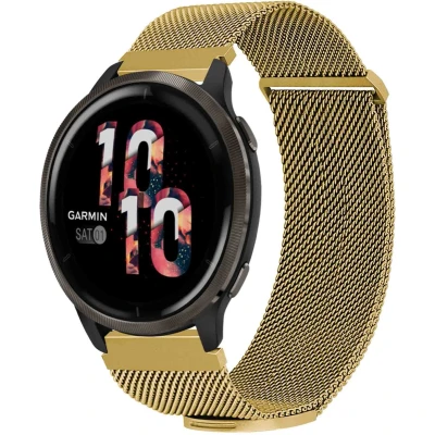 Afbeelding van iMoshion Milanees magnetisch 22 mm bandje Geschikt voor Garmin Venu 2 / Fenix 7 Pro 7s 6 Vivoactive 4 Polar Grit X Vantage M2 V2 Maat M Goud