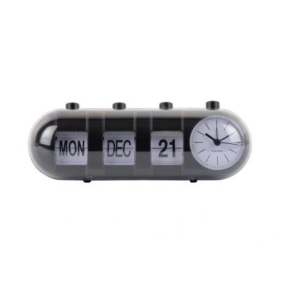 Afbeelding van Karlsson Wekker Retro Tube Calendar Flip Zwart