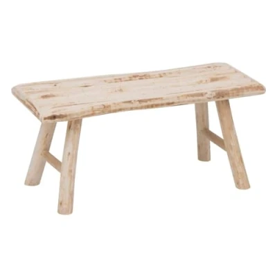 Afbeelding van Atmosphera zit krukje/bijzet bankje hout houtkleur L70 x B26 H31 cm 2 zits zitplaats voor binnen
