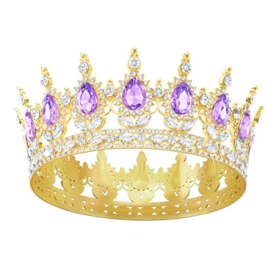 Afbeelding van DRESHOW Diadème Rond pour Fille et Femme Couronne Baroque en Cristal Strass Scintillants Reine Accessoires Cheveux Carnaval Mariage Anniversaire Fête