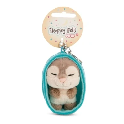 Afbeelding van NICI 61602 Porte clés, Motif Loutre, Inscription « Sleeping Pets », 8 cm, Dans Un Panier, Marron, Compagnon Fidèle Pour Sac À Dos Ou Sac, Petits Et Grands