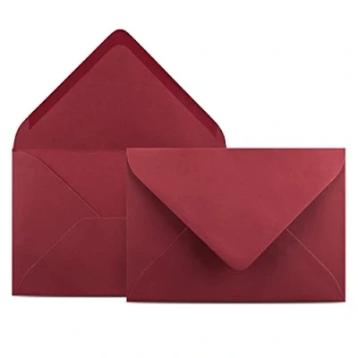 Afbeelding van Colours 4 you Enveloppen, 100 stuks, DIN C6, donkerrood, 11,4 x 16,2 cm, enveloppen met 120 g/m², natte sluiting, zonder venster