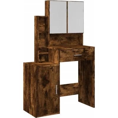 Afbeelding van Kaptafel met kastje 80x35x132 cm gerookt eikenkleurig