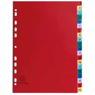 Afbeelding van Exacompta tabbladen voor ft A4, uit PP, van A tot Z, 20 tabs, met indexblad, geassorteerde kleuren stuks