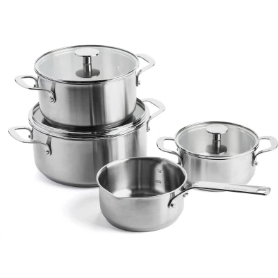 Afbeelding van Kitchenaid Cookware Stainless Steel Kookpannenset Met Deksels 4 delig Rvs