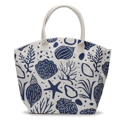 Afbeelding van Strandtas/Boodschappentas Schelpen Jute 41x54x16cm