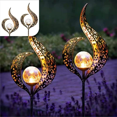 Afbeelding van Gadgy Solar Flame Lamp met Grondspies Tuinverlichting set 2 st. op Zonneenergie Buiten Led Buitenverlichting Sensor Tuinlantaarn Tuinfakkel Tuinsteker Brons kleurig Metaal