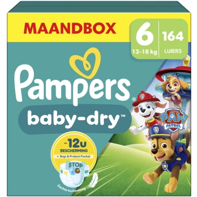 Afbeelding van Pampers Baby Dry Luiers Paw Patrol Maat 6 (13 18 kg) 164 stuks