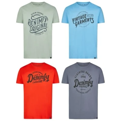 Afbeelding van DENIMFY Heren T Shirt DFNuri 4 Pack regular fit Veelkleurig XXXL Ronde Hals Volwassenen