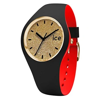 Afbeelding van ICE Watch Loulou Gold Glitter Zwart dameshorloge met siliconen band 007228 (Small), zwart., Klein (34 mm)