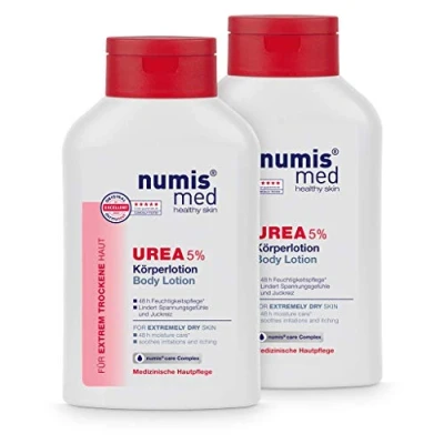 Afbeelding van numis med Hydraterende lotion 5% ureum melk en bodylotions zeer droge ruwe huid veganistisch zonder siliconen, parabenen minerale oliën bodylotion (2 x 300 ml)