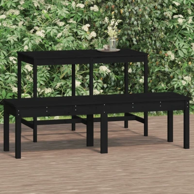 Afbeelding van Tuinbank 2 zits 159,5x44x45 cm massief grenenhout zwart