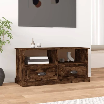 Afbeelding van Tv meubel 93x35,5x45 cm bewerkt hout gerookt eikenkleurig