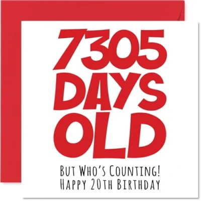 Image de Stuff4 Carte de 20e anniversaire pour homme et femme 7305 jours d&#039;anniversaire amusante adulte vingt ans frère, sœur, fils, fille, cousin, 145 mm x